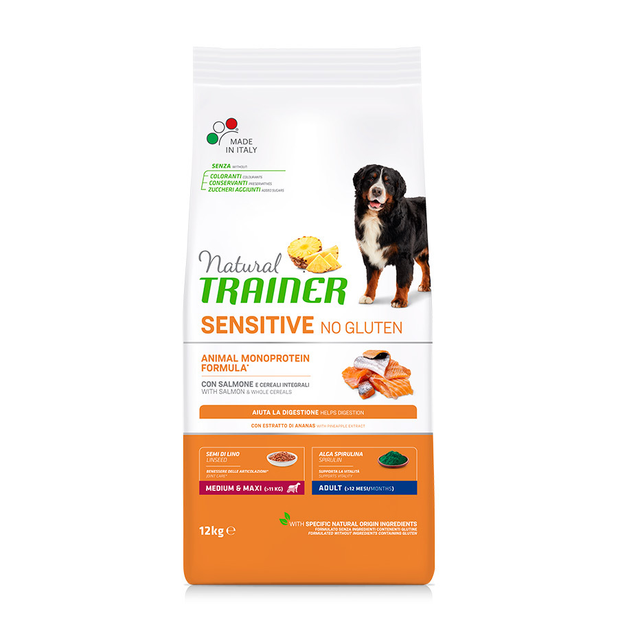 Ração Natural Trainer Adult Medium & Maxi Sensitive Salmon para cães