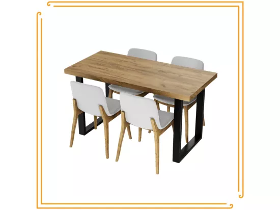 Table de cuisine pour salle à manger Loft en chêne noir et doré Craft