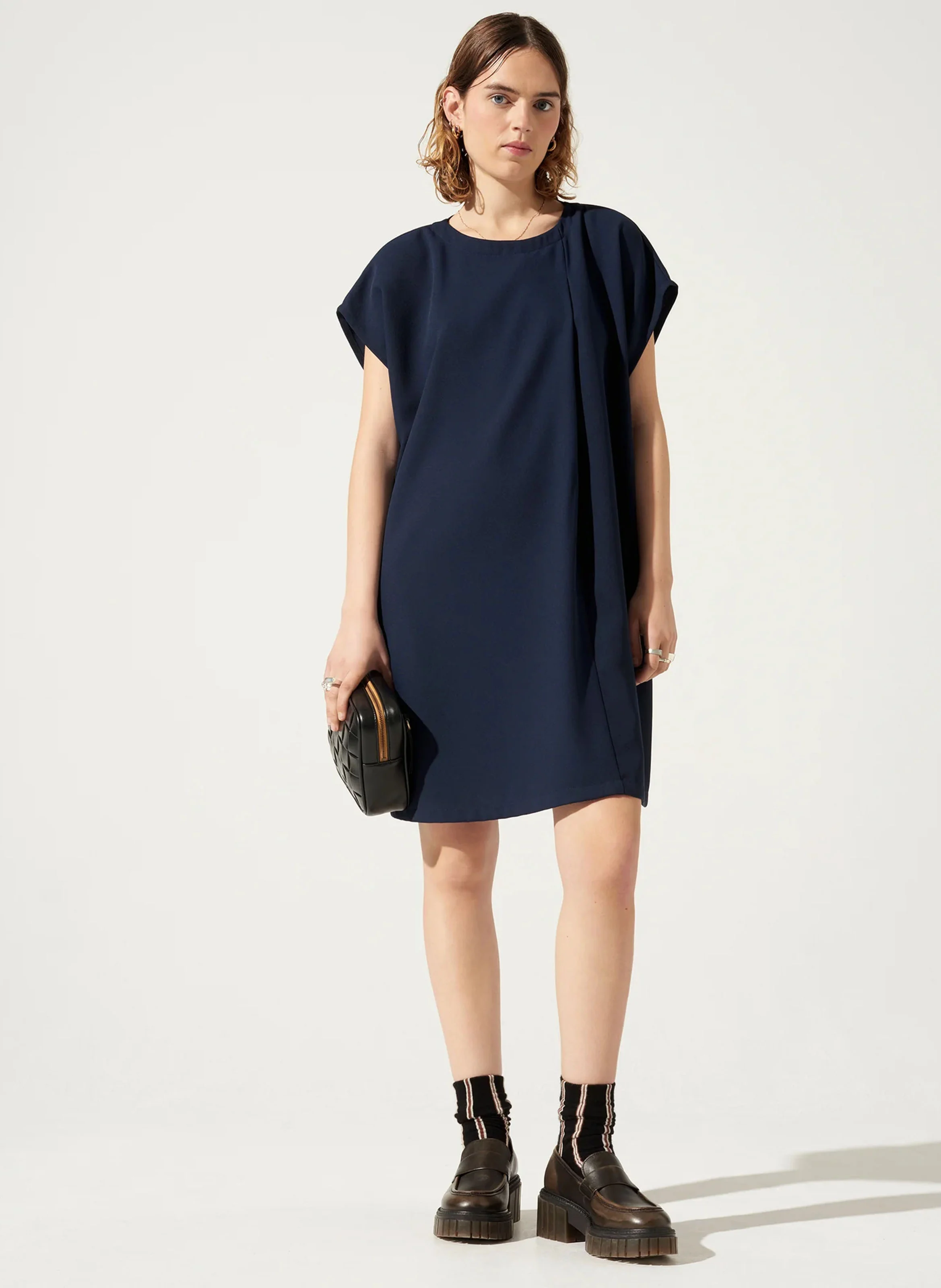 DANIRA - Robe midi col rond | Bleu