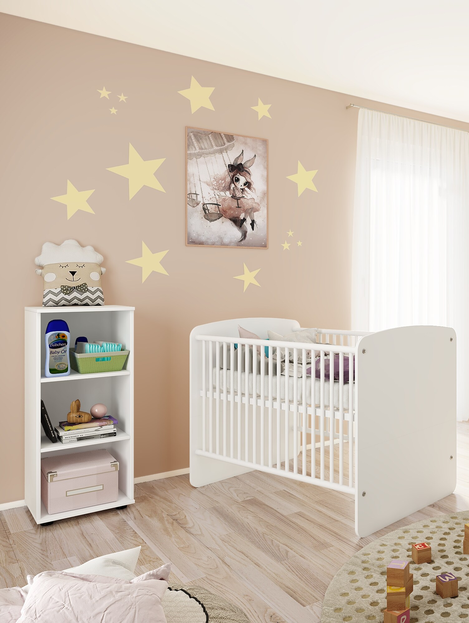 nonjoo. Babyzimmer Lunis niedriges Regal mit 3 Fächern