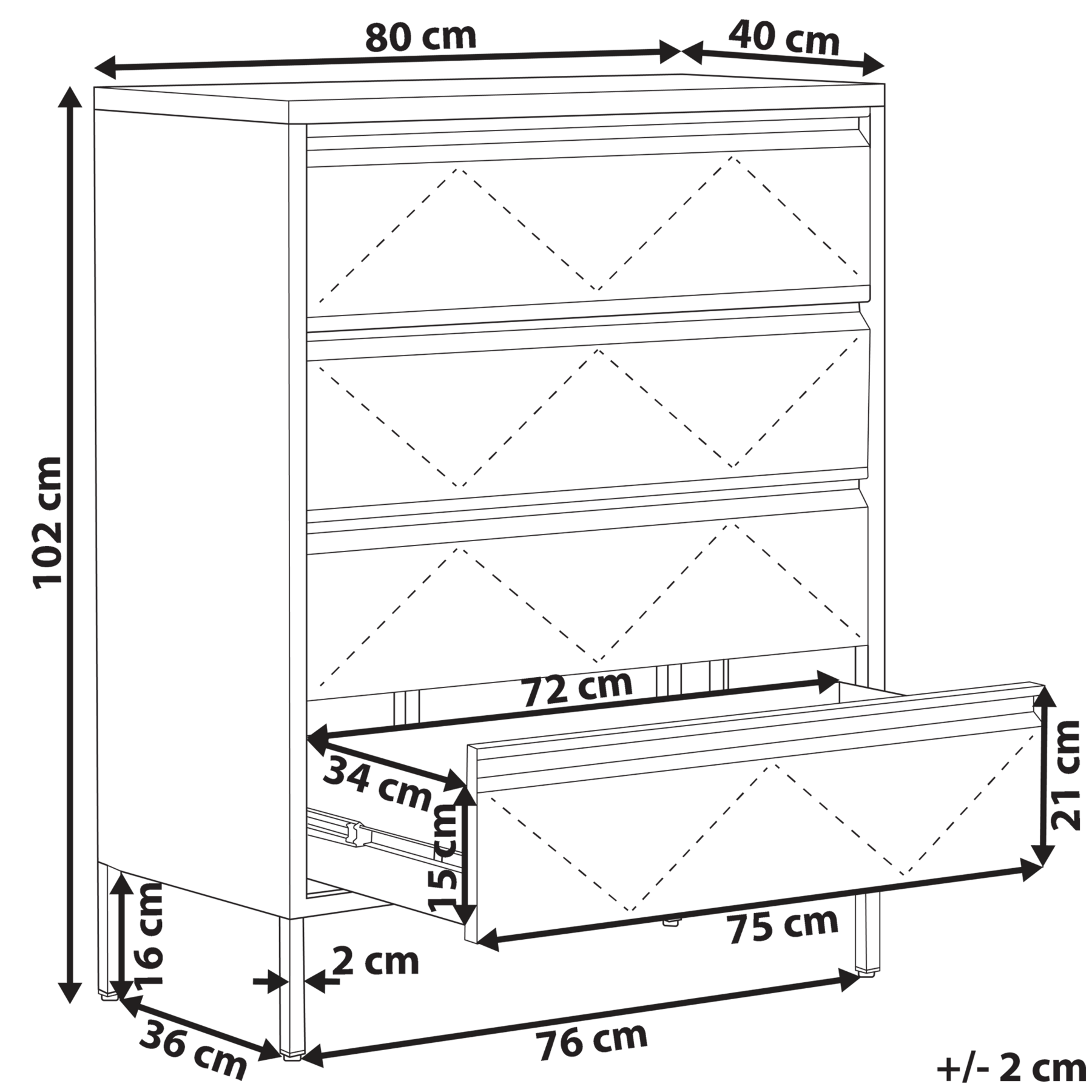 Beliani - MATANA - Commode - Zwart - Staal