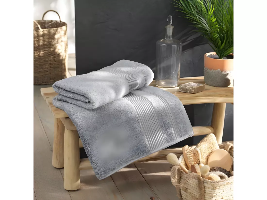 Drap de Bain 90 x 150 cm Tendresse Gris Perle - Eponge Unie