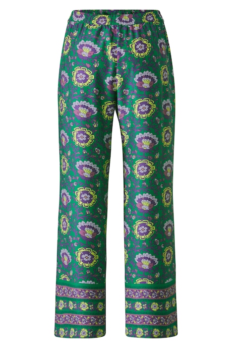 Hose, Wide Legs, Blumendruck, Saumbordüre, Elastikbund