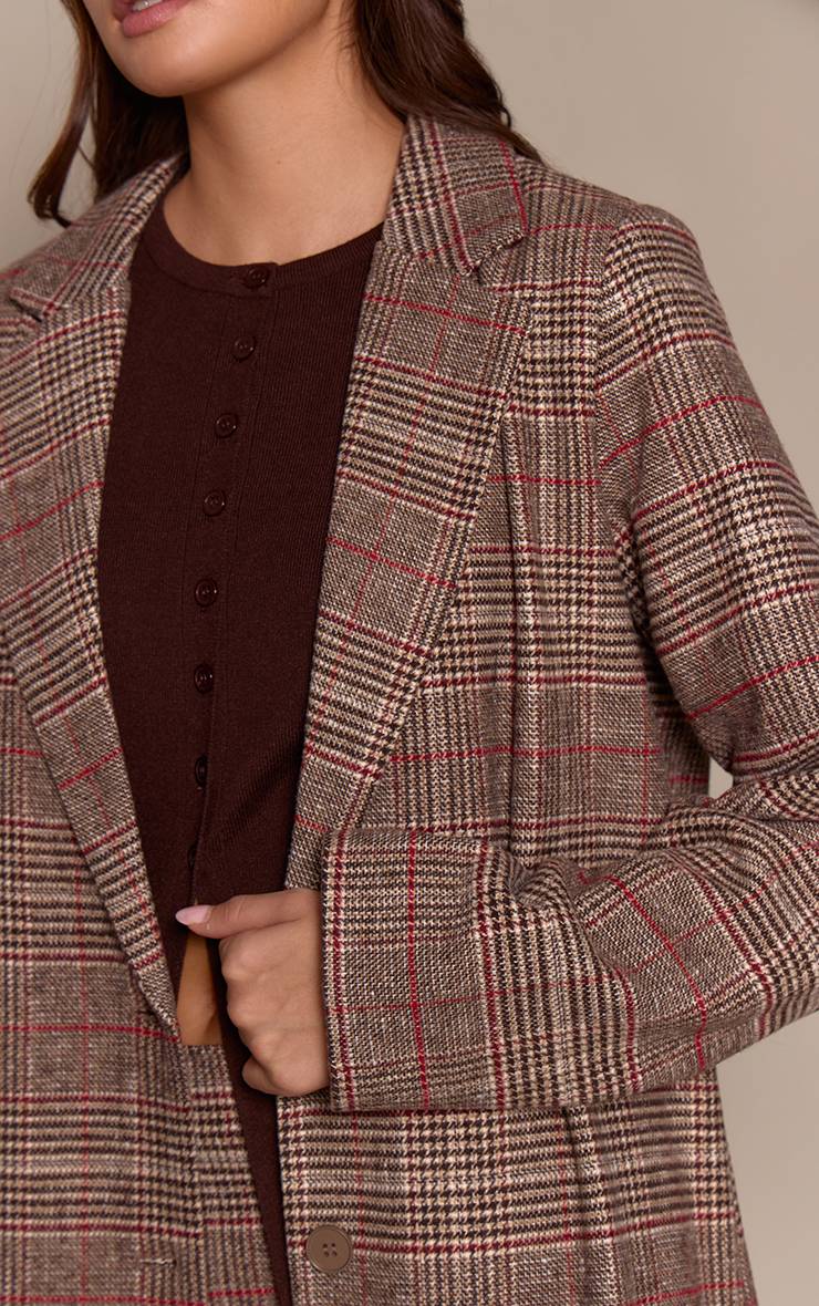 Marron Manteau Aspect Laine À Carreaux Tartan