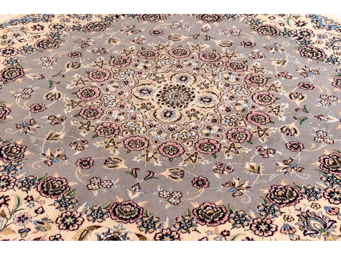 Tapis de laine 150x150 beige Nain