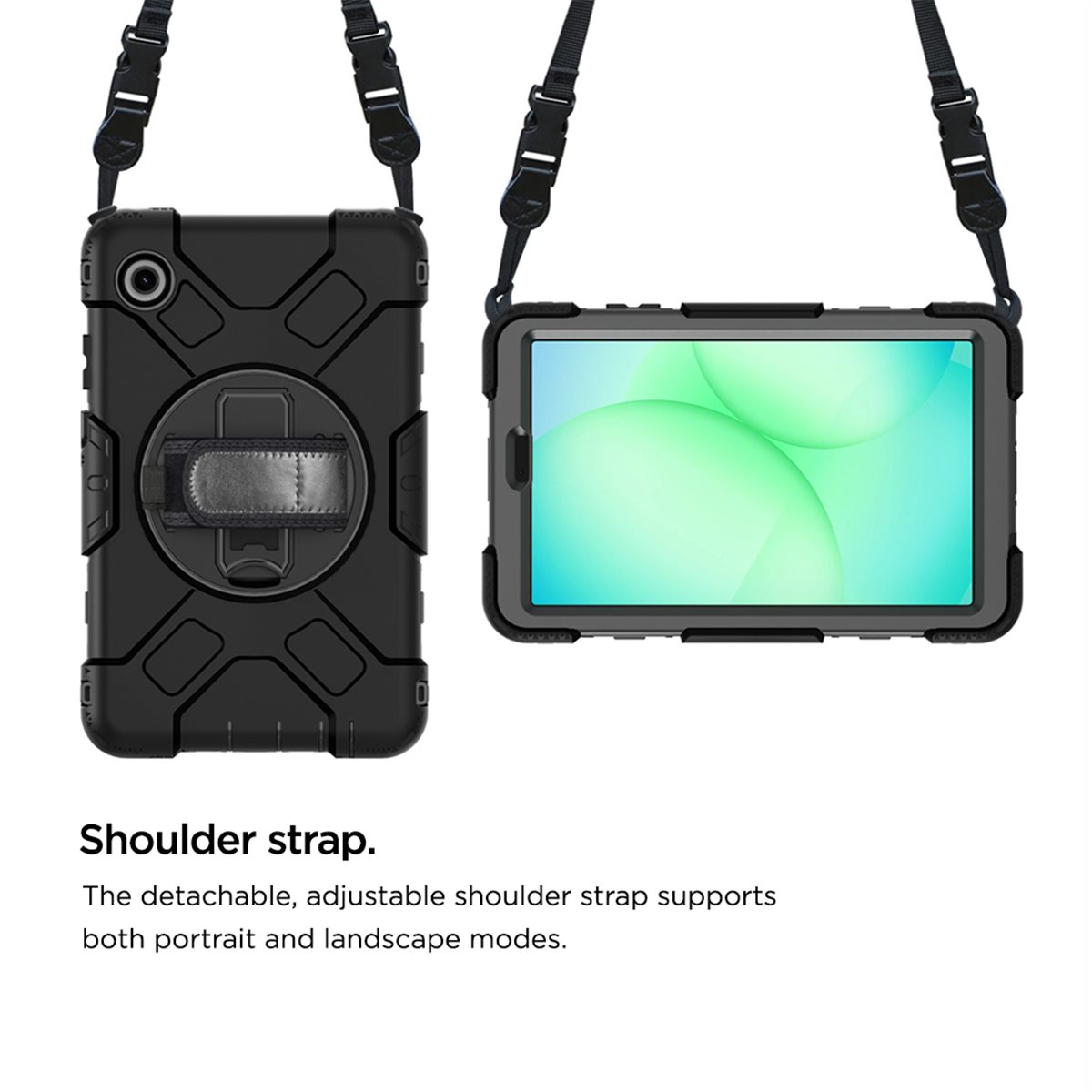 Samsung Galaxy Tab A11 Peak 500m Hybrid Outdoor Hardcase Hülle mit Aufsteller   Handschlaufe (EGPE00192) - Schwarz