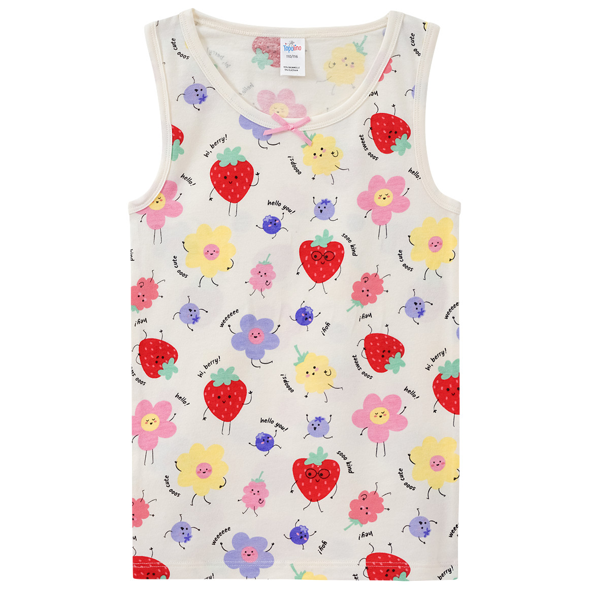 Topolino 3 Mädchen Unterhemden mit Bauernhof-Motiven rosa / creme / pink
