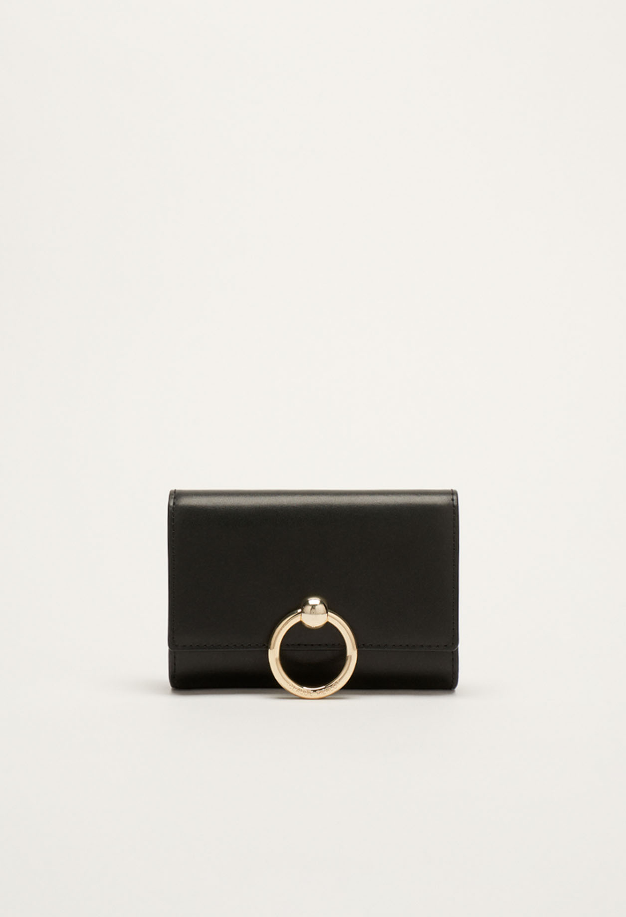 Porte-monnaie boucle cuir noir