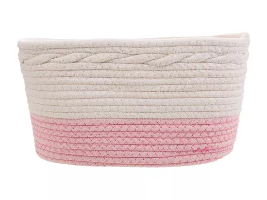 Panier blanc en corde tressée 36x22x18h