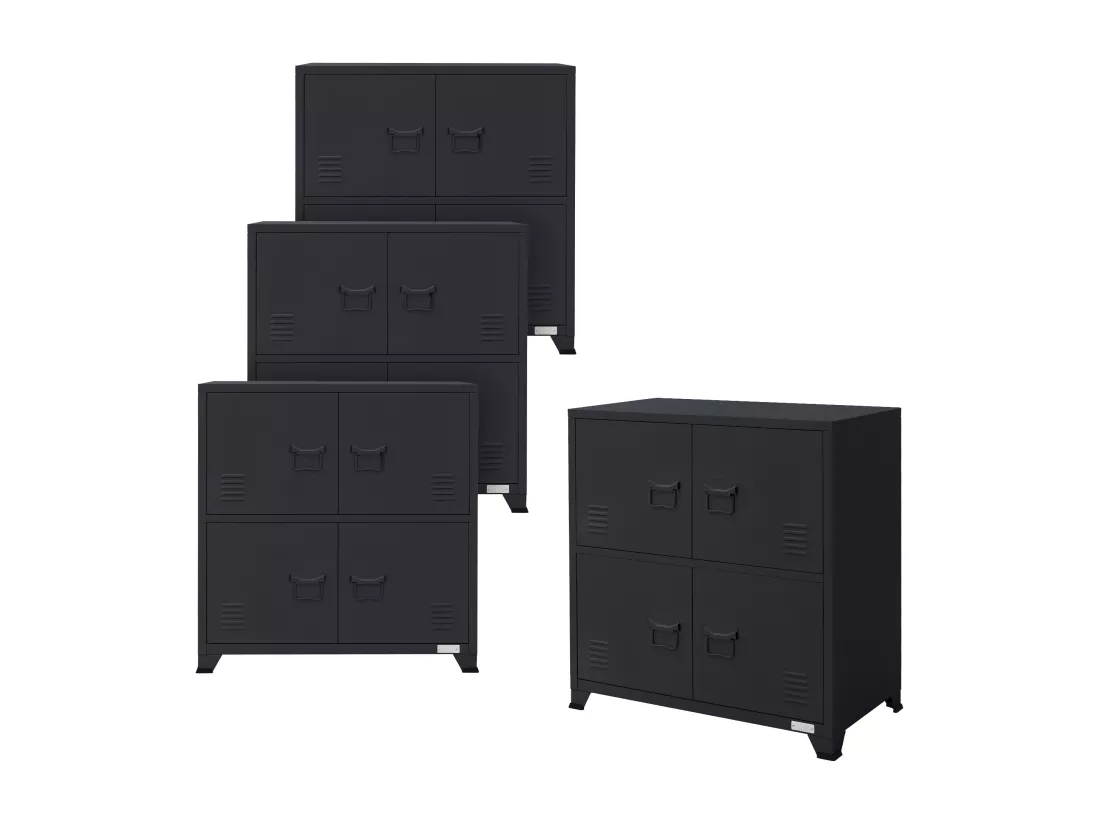 Lot de 4 armoires de bureau classement avec étagères anthracite 75x40x80,5 cm