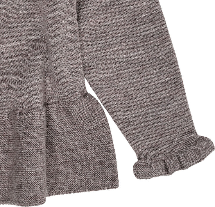 Copenhagen Colors MERINO KNIT BLOUSE WITH FRILL Natural melange