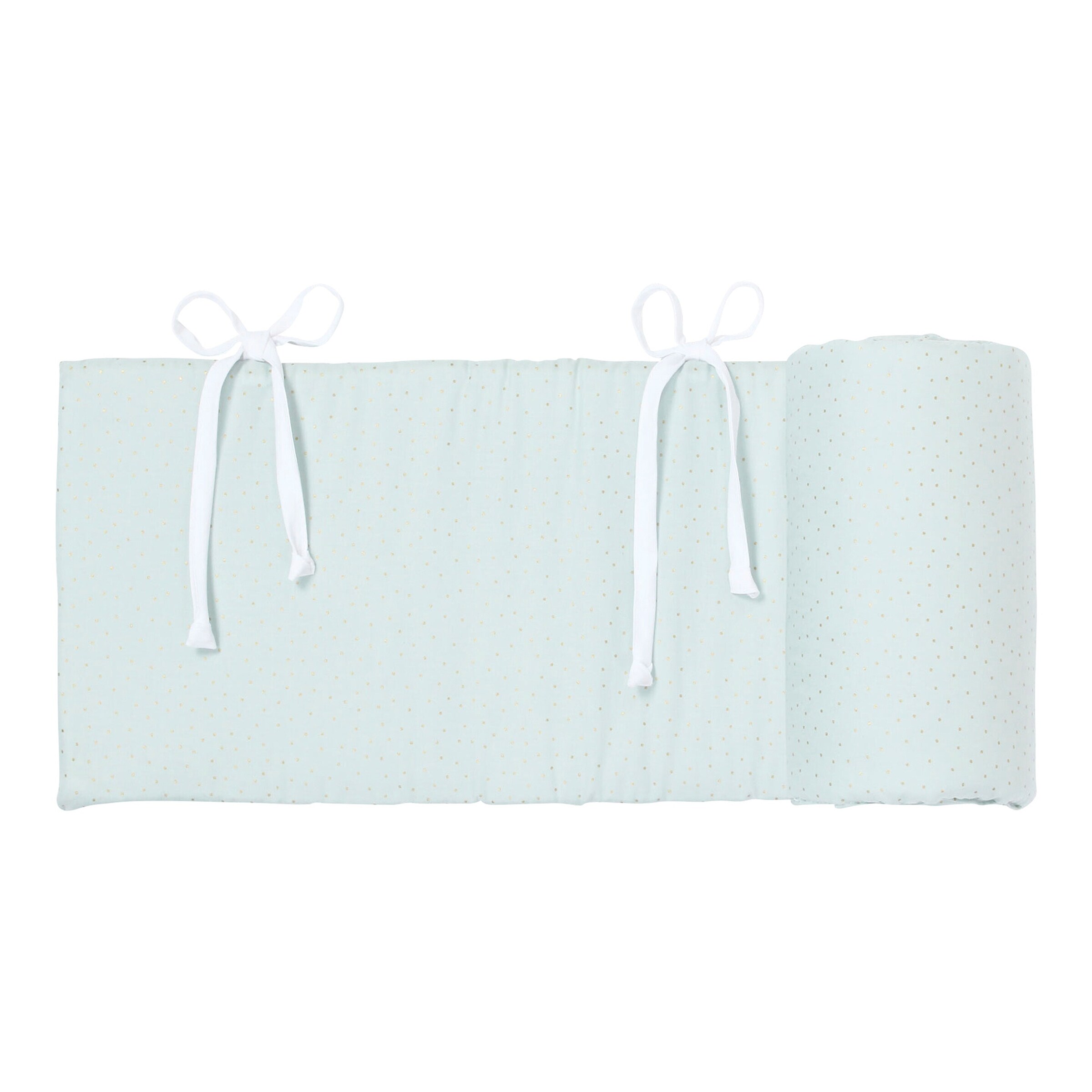 babybay® Nestchen Organic Cotton Royal für Beistellbett Maxi, Boxspring, Comfort und Comfort Plus mint / Glitzerpunkte gold