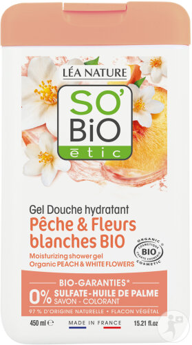 Léa Nature Gel Douche Hydratant Pêche Et Fleurs Blanches Bio Flacon 450ml