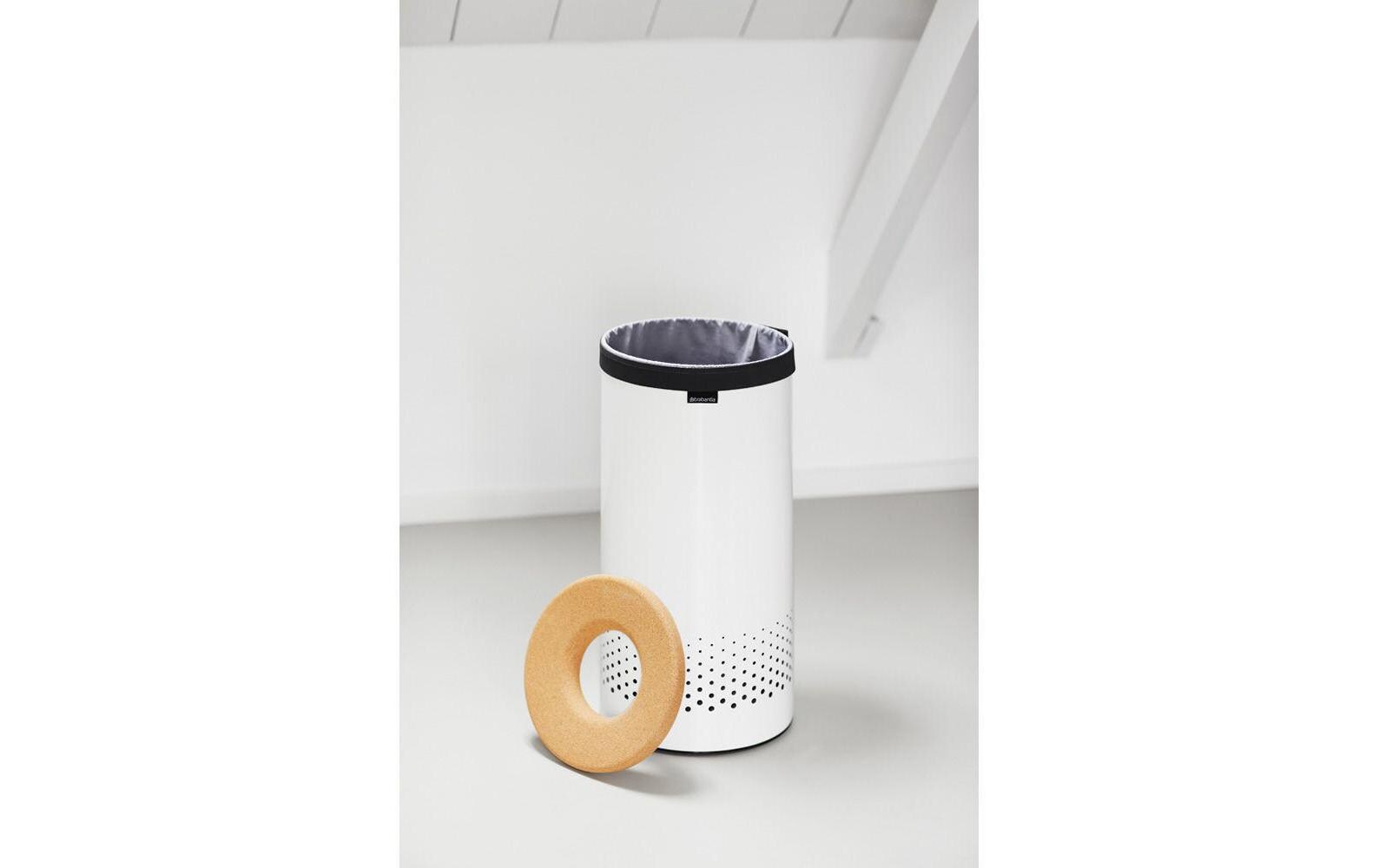 Wäschesammler mit Korkdeckel , 35 Liter, WeissWäschesammelbox