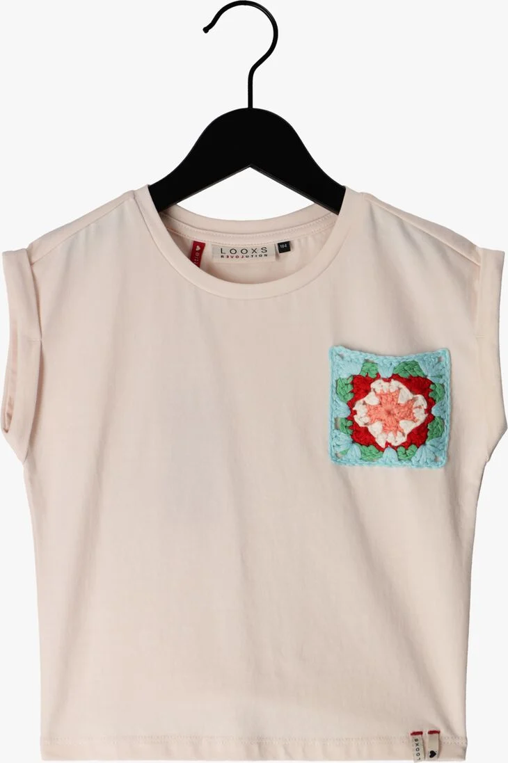 LOOXS ecru looxs top t-shirt with crochet patch