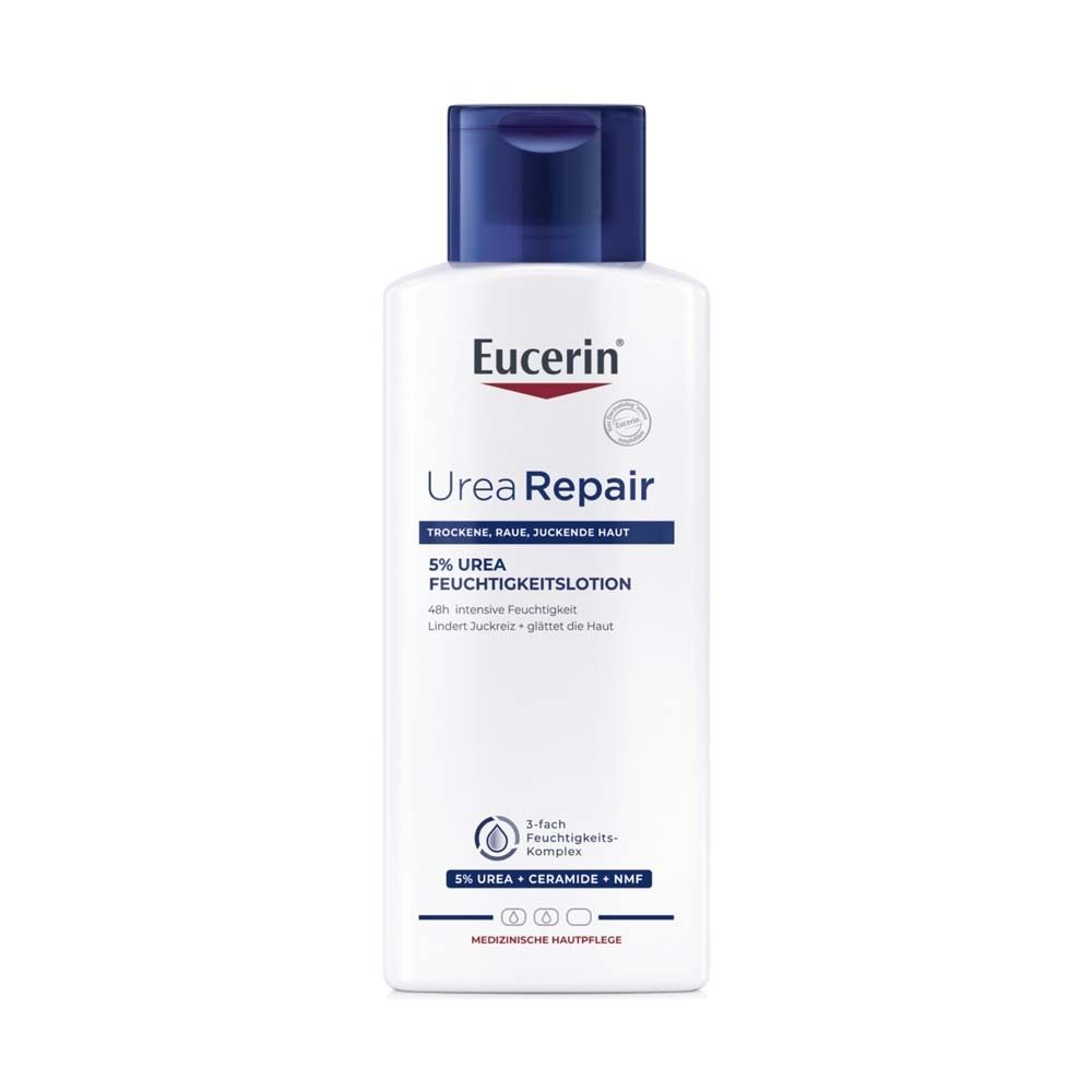 Eucerin® UreaRepair 5% Urea Feuchtigkeitslotion – 48h intensive Pflege für trockene bis sehr trockene Haut - Jetzt 3€ sparen mit Code 