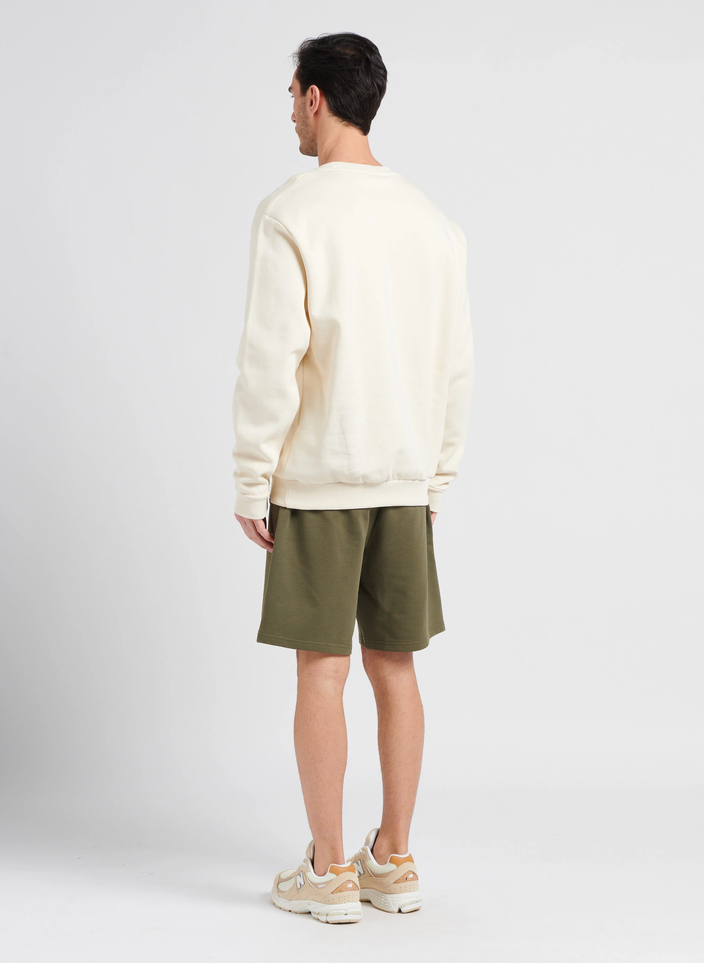Sweat à col rond en coton| Beige