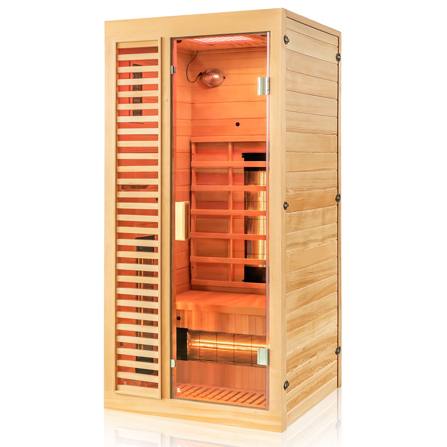 Dewello® Infrarotkabine Infrarotsauna HAMLIN 90cm x 90cm inkl. 4 Vollspektrumstrahler, Bodenstrahler, 1 Person, LED