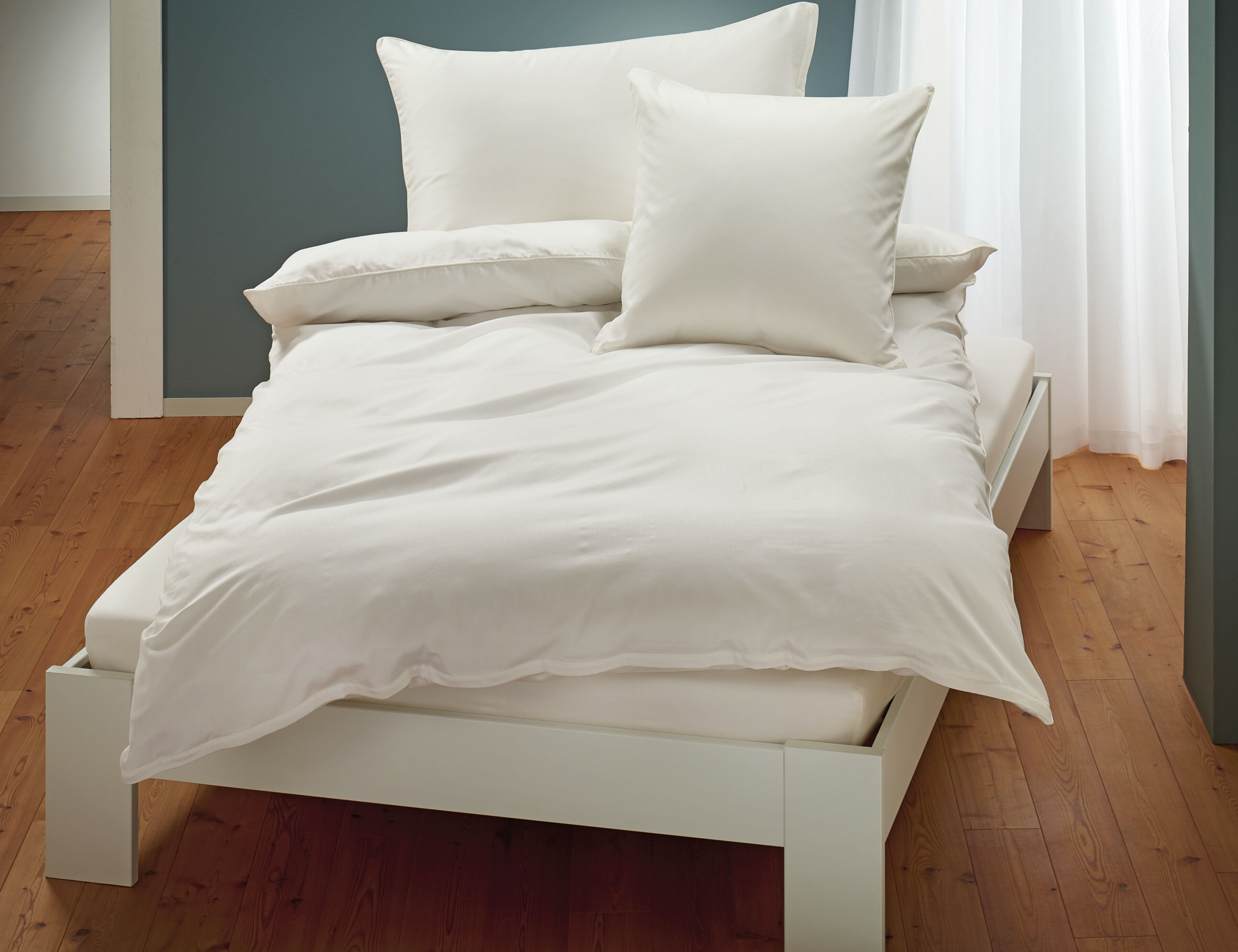Uni Satin Bettwäsche mit Biese