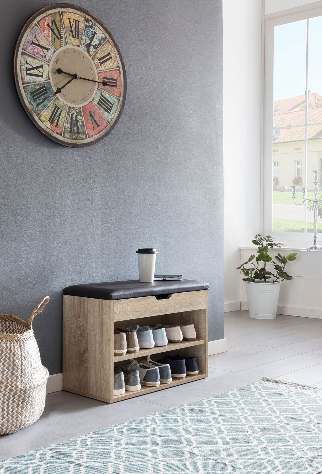 Garderobenbank Sofia 60x44 Eiche Sonoma/braun