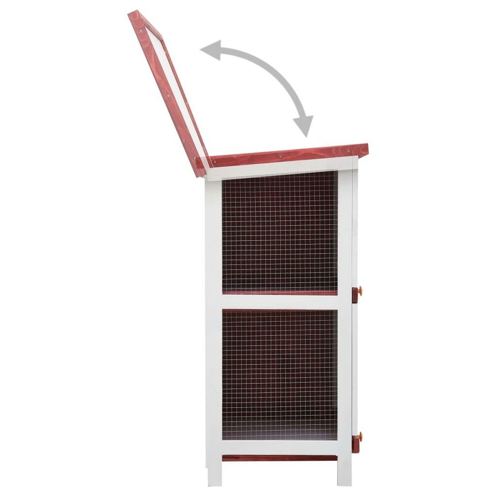 Clapier cage d'extérieur 4 portes 90 x 45 x 90 cm rouge bois