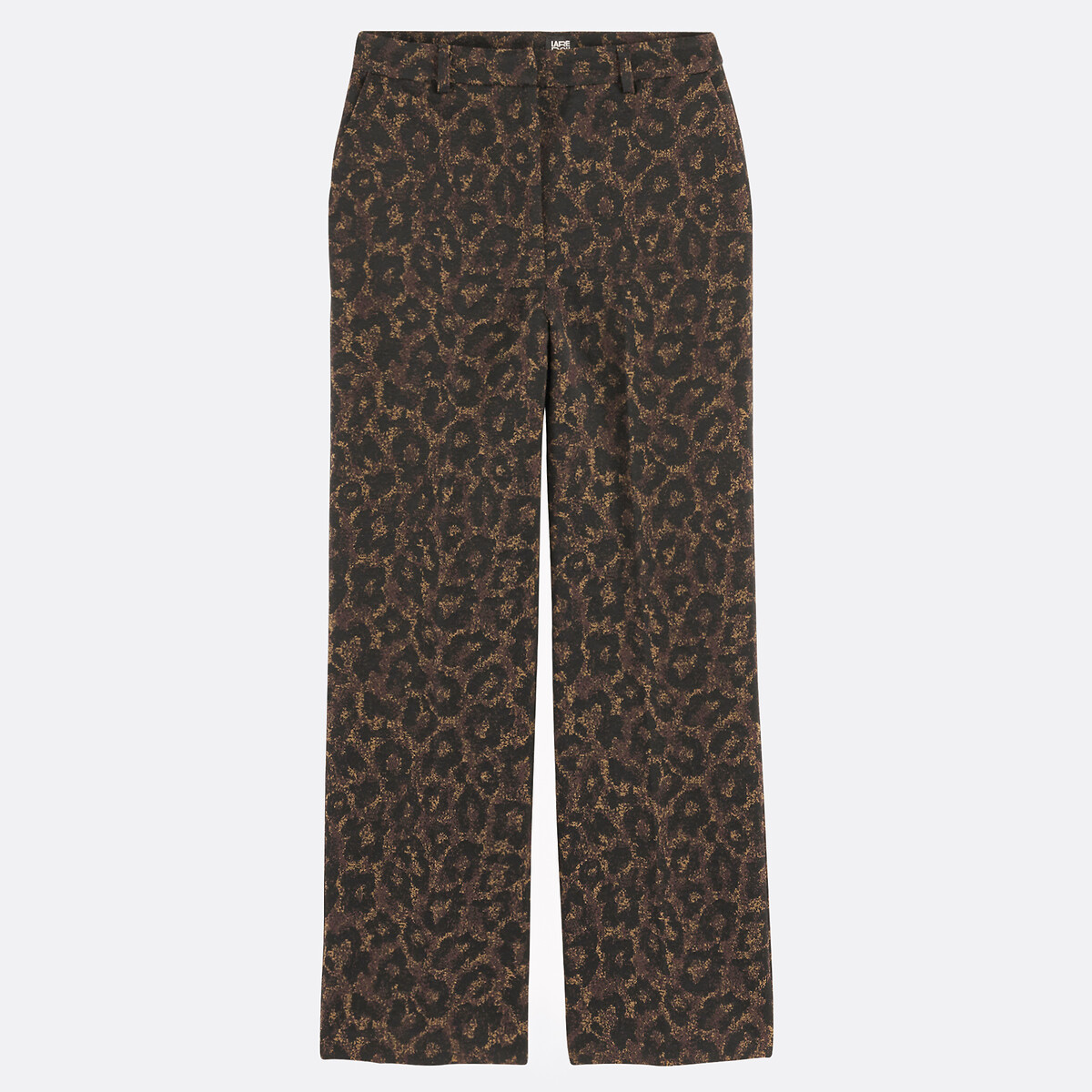 COLEÇÕES LA REDOUTE<br>Calças retas de cintura alta em jacquard de leopardo