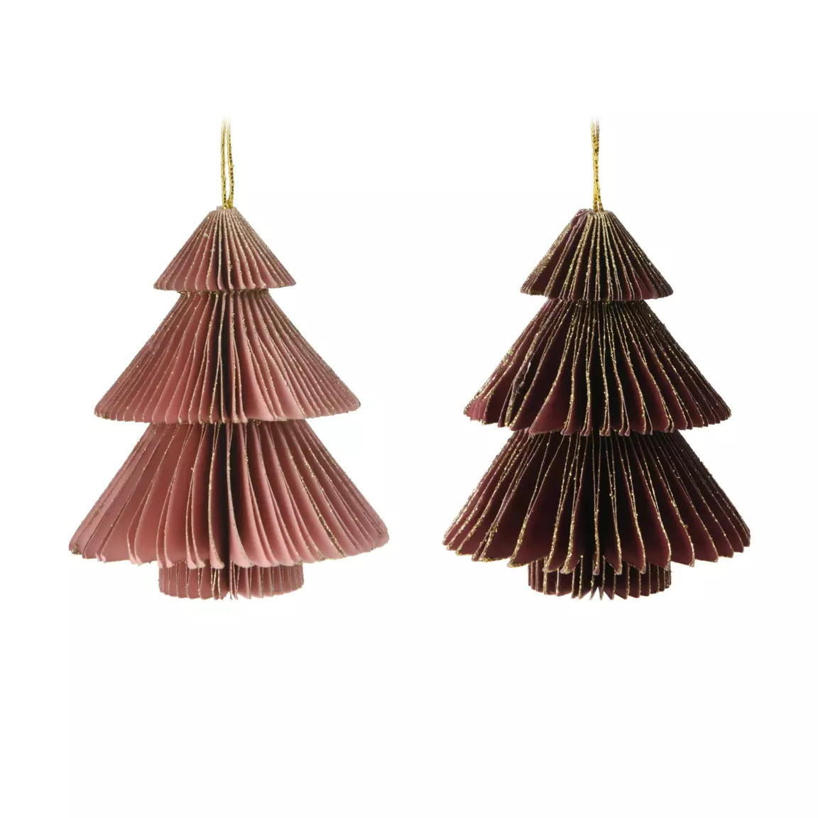 Lot de 12 suspensions de Noël (H8 cm) Sapins Rose