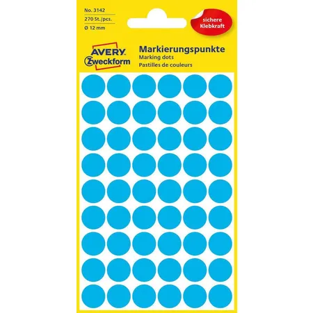 Avery Zweckform 3142 Markierungspunkte Ø 12 mm, 5 Bogen/270 Etiketten, blau