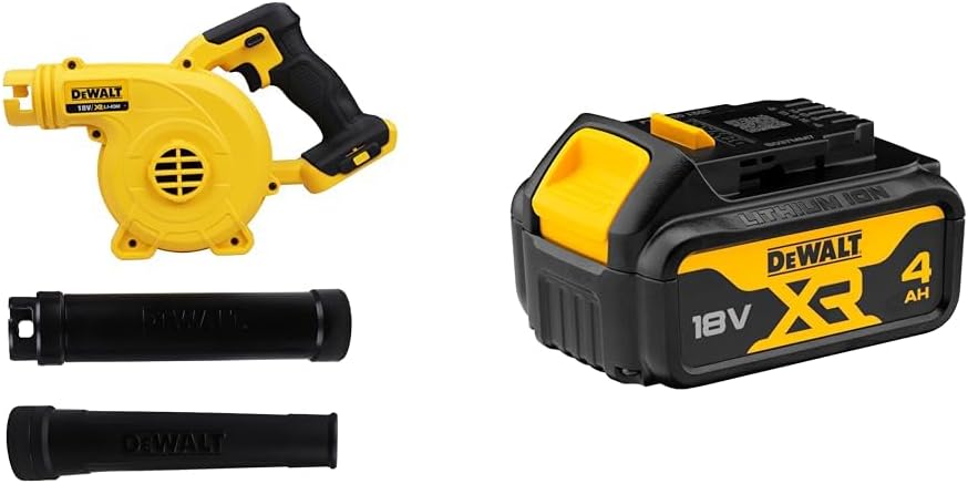 DEWALT Souffleur Brushless XR 18V 5Ah Li-Ion - Souffleur Électrique Portable sans Fil - Volume d'Air 450cfm - Vitesse 200km/h - 3,1 kg DCMBL562N-XJ
