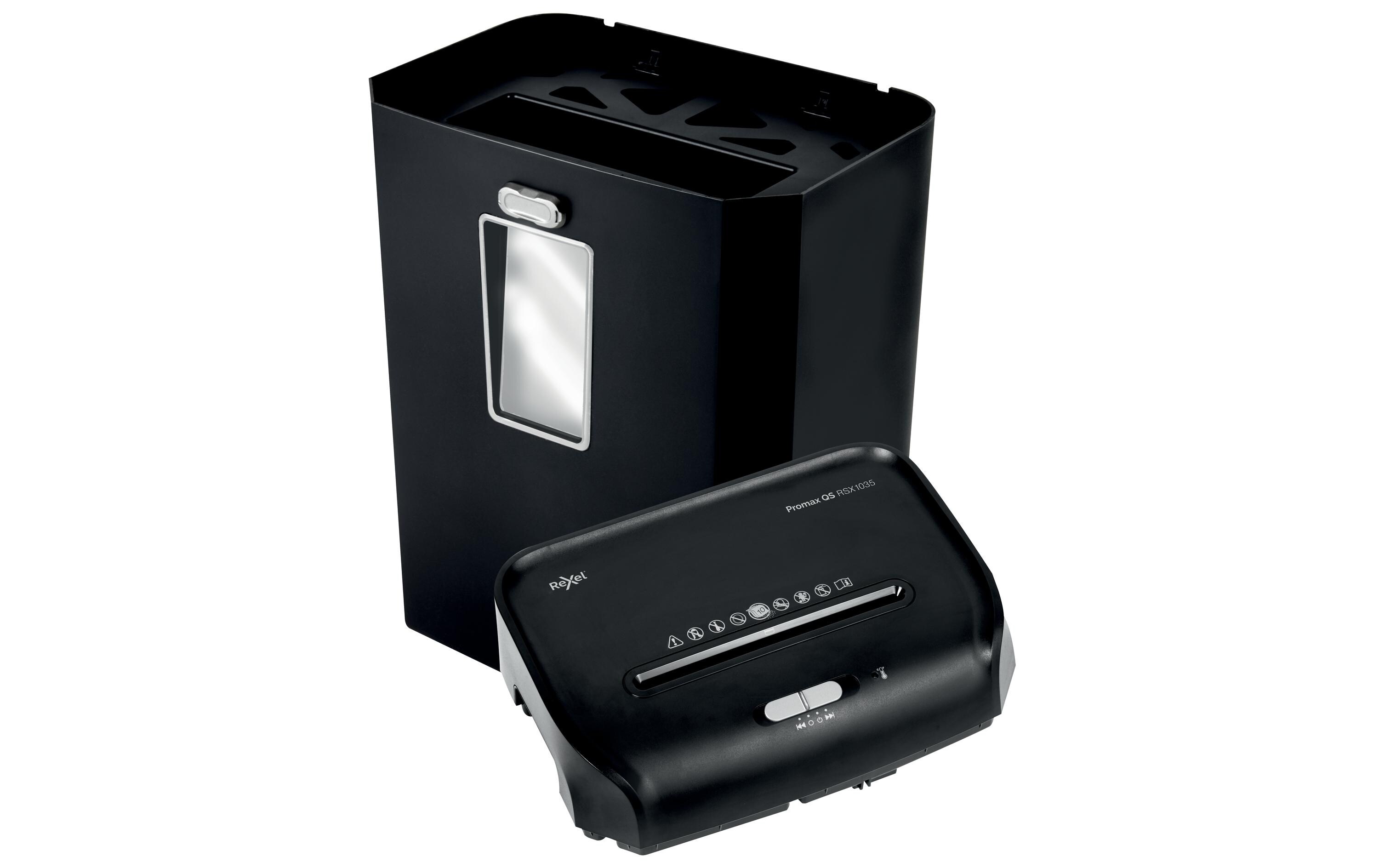 Aktenvernichter Promax QS RSX1035 P-4, 10 Seiten<br>Flüsterleiser Dokumentenvernichter mit Streifenschnitt