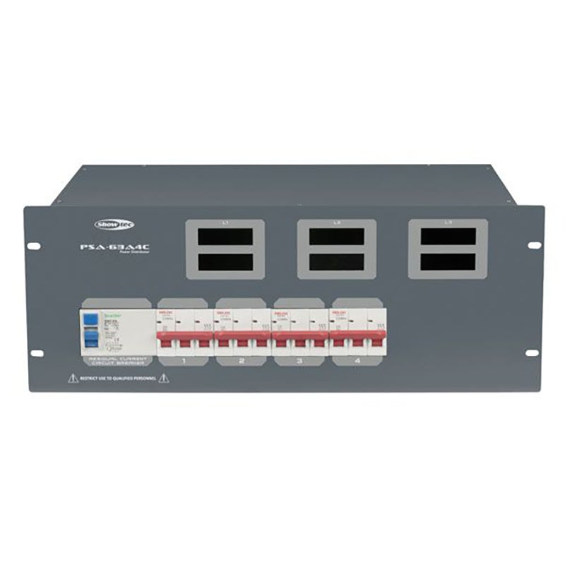Showtec PSA-63A4C krachtstroomverdeler 63A 4xMCB