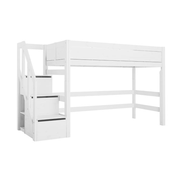 LIFETIME Kidsrooms Hoogslaper Met Trapkast Whitewash