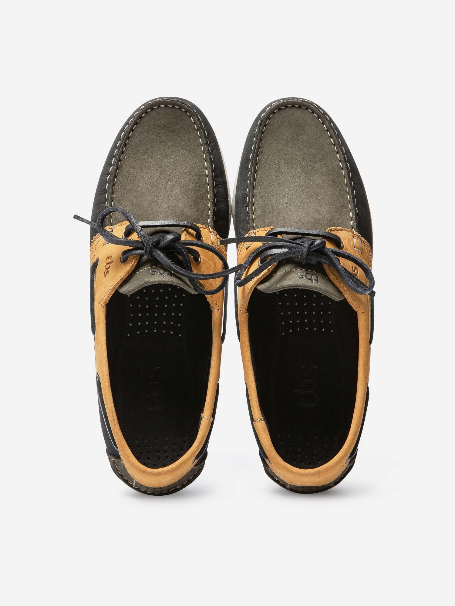 Chaussures Bateau Homme Cuir Marine et Jaune