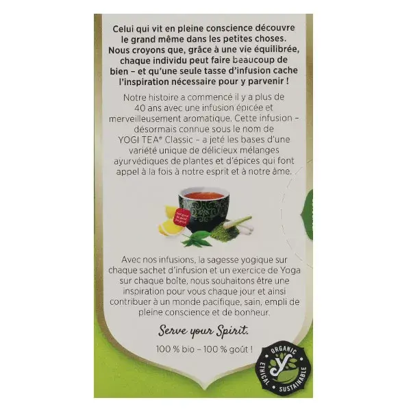 Chá verde matcha com limão Yogi Tea, 17 sachês