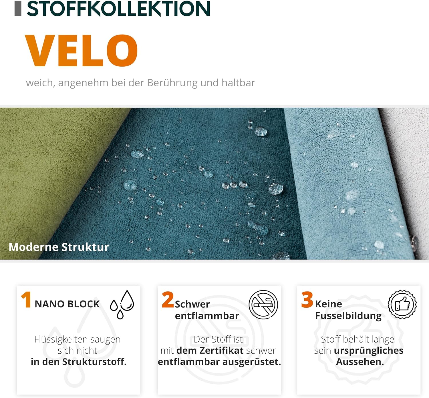 Mirjan24 Ecksofa mit Bettkasten Furyn O, Eckcouch Couch mit Schlaffunktion, Wohnlandschaft, Bettfunktion, Design L-Form Sofa, Stoff Plüsch (Velo 621, Seite: Rechts)