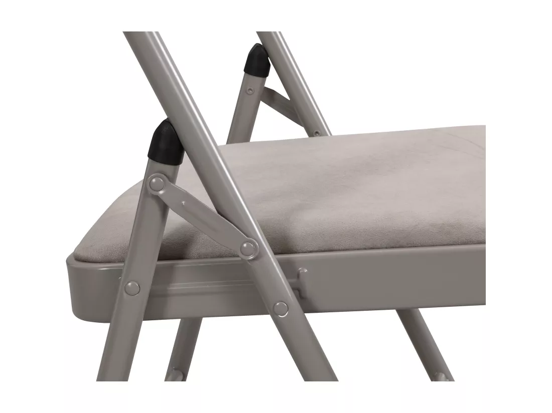 Lot de 6 chaises pliantes en velours et métal - Taupe - ORTENSIA