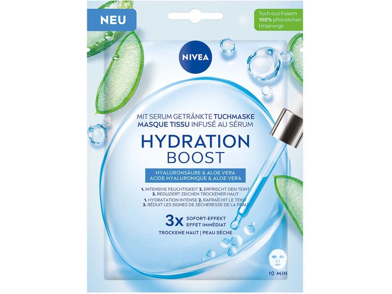 NIVEA Gesichtsmaske Hydration Boost 1 Stück Gesichtspflege spendet intensiv Feuchtigkeit