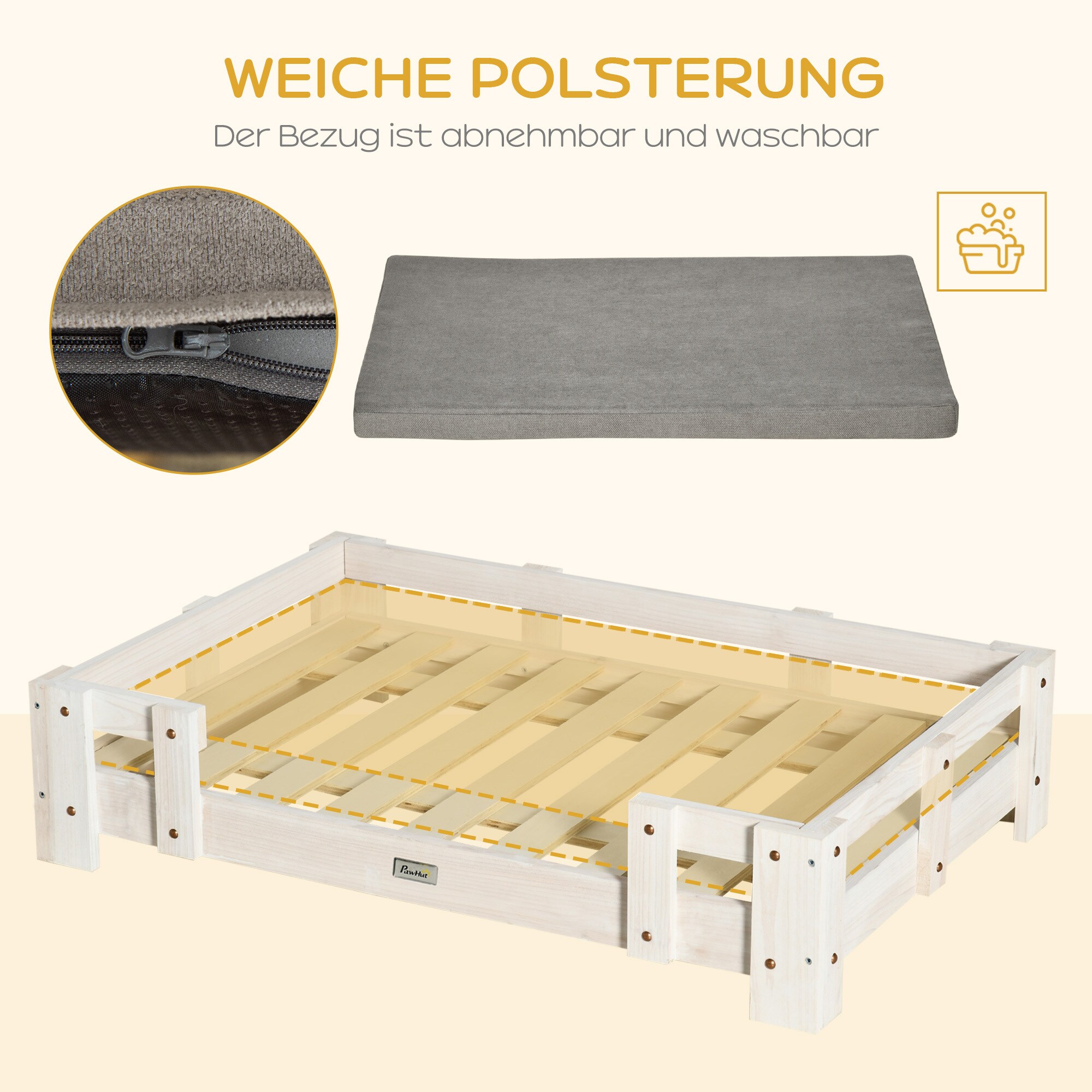 PawHut Hundebett mit Kissen bunt 90L x 60B x 20H cm
