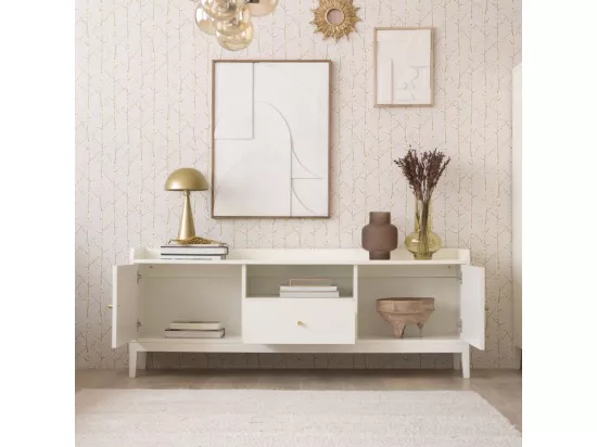 Meuble tv effet bois blanc 160x60