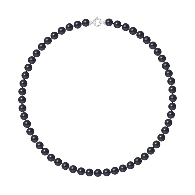Collier Rang de Perles de Culture d'Eau Douce - Black Tahiti  - Or Blanc