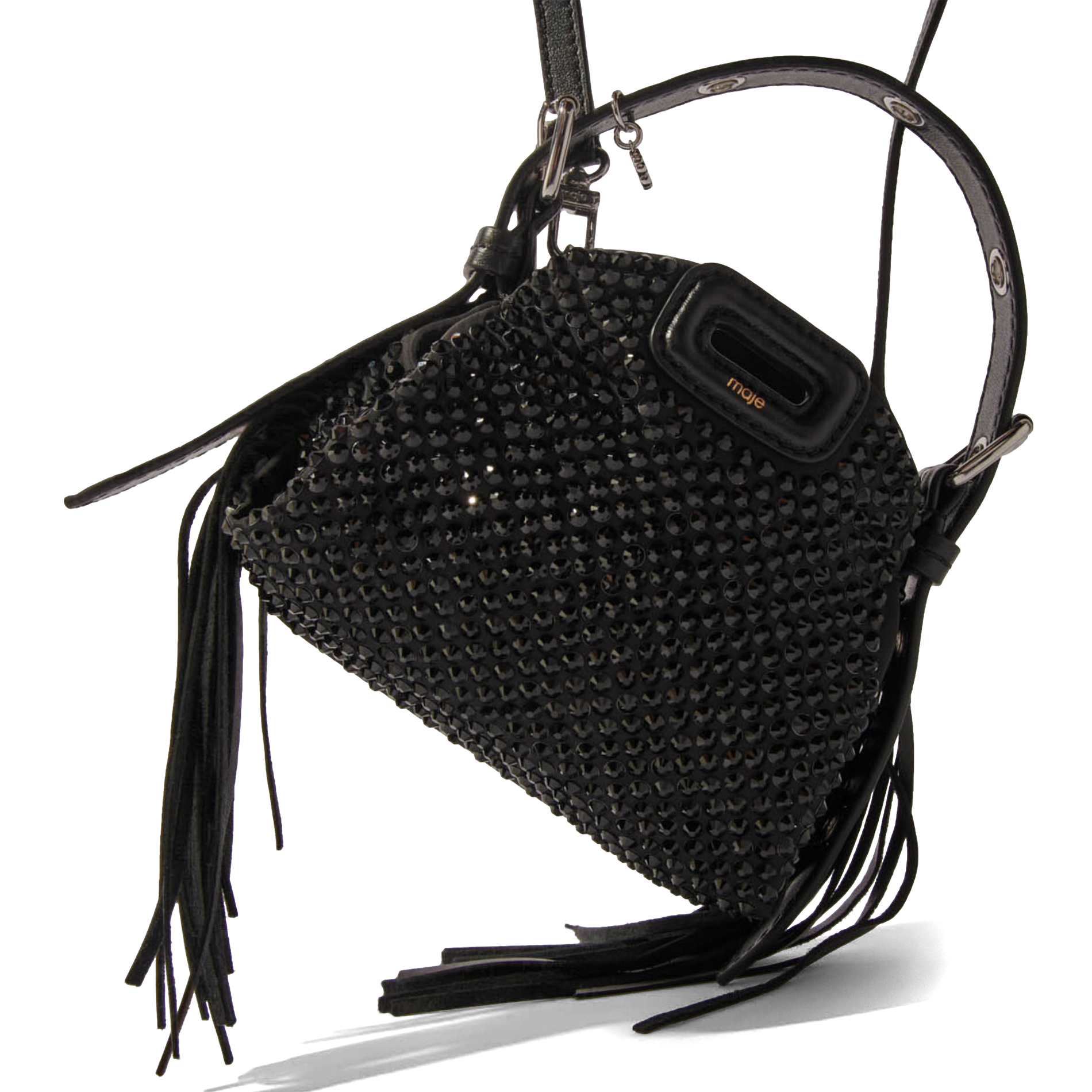 MISS M MINI - Sac bandoulière à franges et strass | Noir