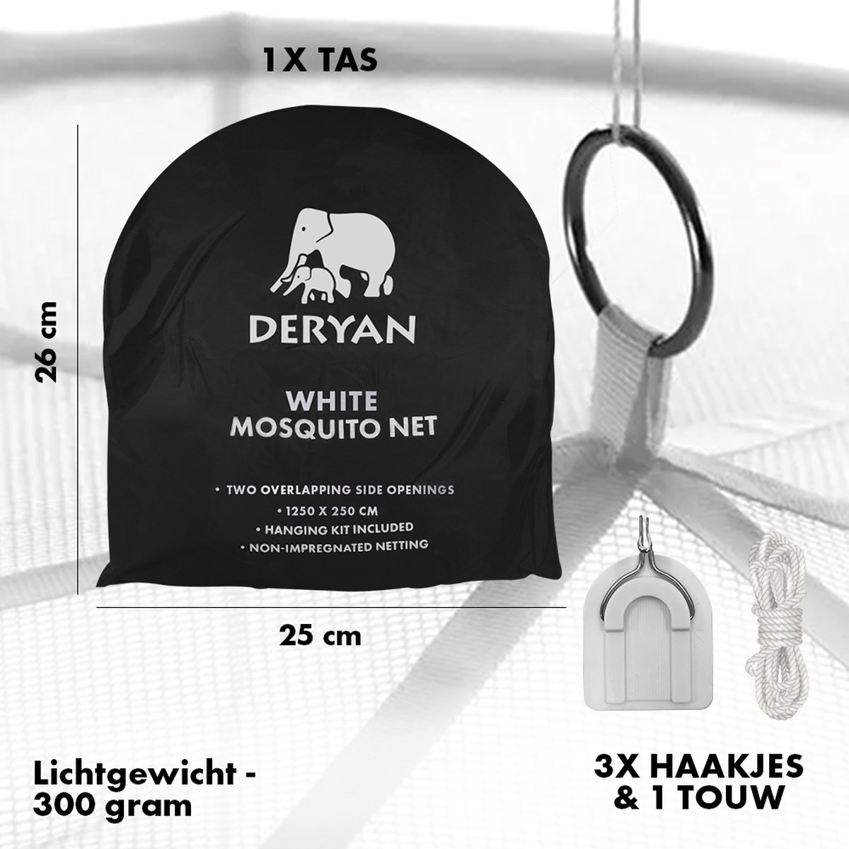 Deryan dubbele klamboe met reistas