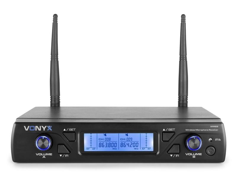 Vonyx WM62 Set Digitales Doppel UHF Funkmikrofon System mit 16 Frequenzen