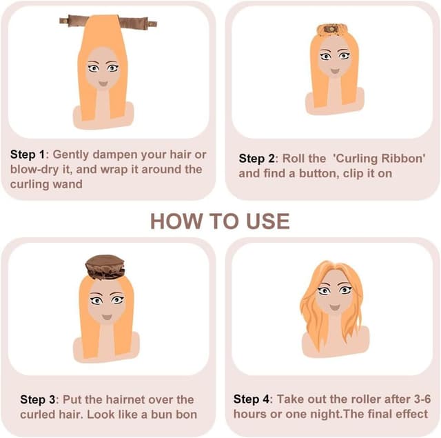 2-sæt Satin Heatless Hair Curler til at sove med om natten Brun