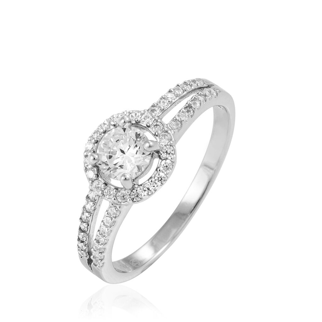 Bague Solitaire Titemae Argent Blanc Oxyde De Zirconium