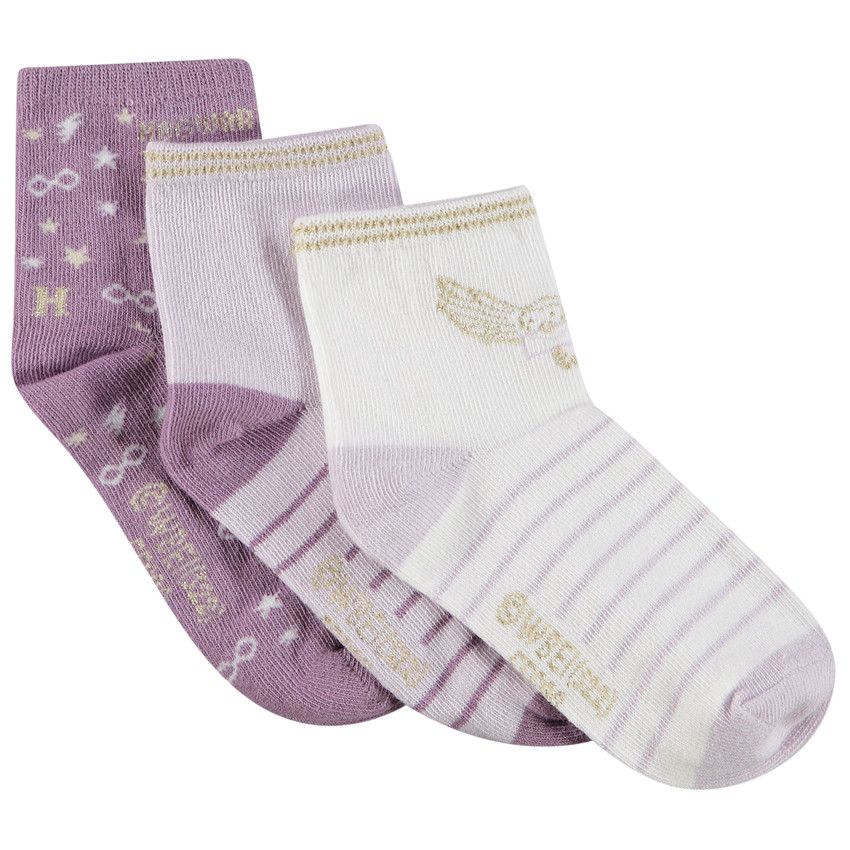 Lot de 3 paires de chaussettes imprimé Harry Potter pour fille - Rose