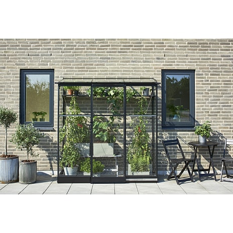 Halls Qube Lean-to 26 vægdrivhus - sort