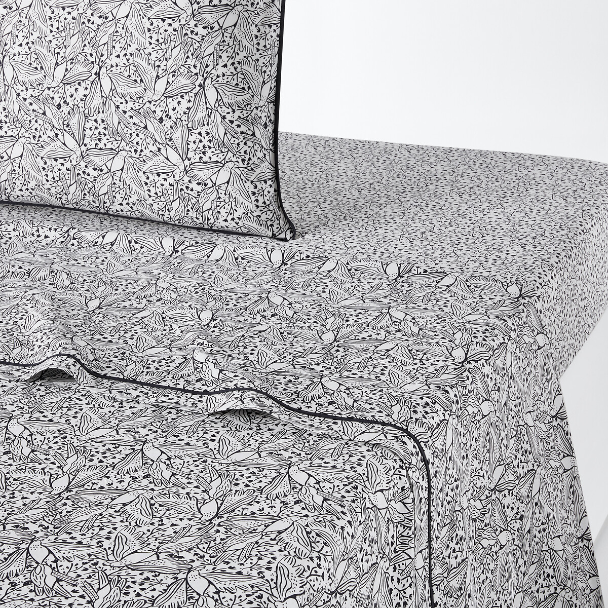 LA REDOUTE INTERIEURS<br>Lençol plano em algodão lavado, Leafbird
