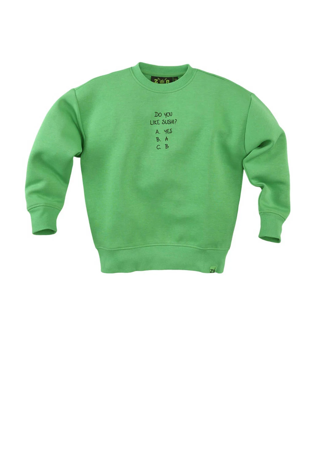 Z8 kids sweater Misja met backprint groen