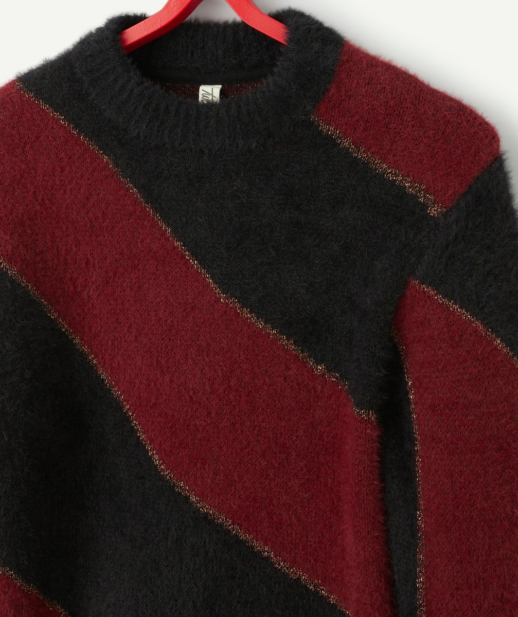 PULL MANCHES LONGUES FILLE TOUT DOUX ROUGE ET NOIR